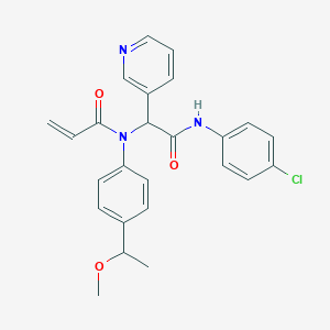 molecular formula C25H24ClN3O3 B13559305 N-{[(4-chlorophenyl)carbamoyl](pyridin-3-yl)methyl}-N-[4-(1-methoxyethyl)phenyl]prop-2-enamide 