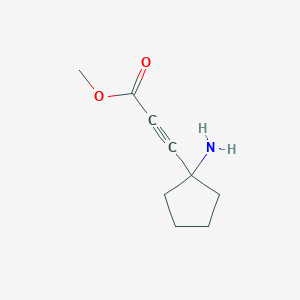 molecular formula C9H13NO2 B13559390 Methyl 3-(1-aminocyclopentyl)propiolate 