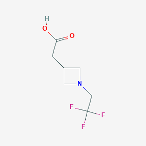 molecular formula C7H10F3NO2 B13559441 2-(1-(2,2,2-Trifluoroethyl)azetidin-3-yl)acetic acid 