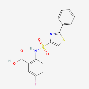 5-Fluoro-2-((2-phenylthiazole)-4-sulfonamido)benzoic acid