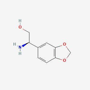 molecular formula C9H11NO3 B13559477 (2R)-2-amino-2-(1,3-dioxaindan-5-yl)ethan-1-ol 