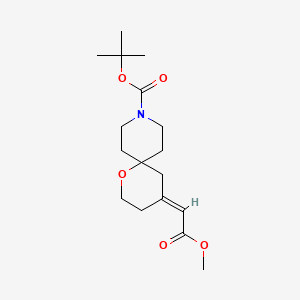 molecular formula C17H27NO5 B13559505 tert-butyl (4E)-4-(2-methoxy-2-oxoethylidene)-1-oxa-9-azaspiro[5.5]undecane-9-carboxylate 