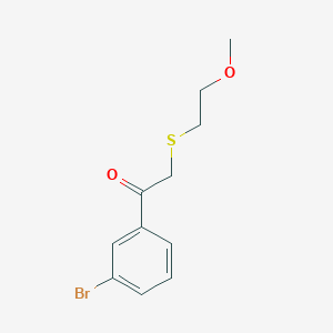 molecular formula C11H13BrO2S B13559510 1-(3-Bromophenyl)-2-((2-methoxyethyl)thio)ethan-1-one 