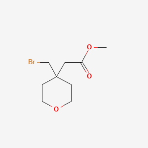 molecular formula C9H15BrO3 B13559583 Methyl2-[4-(bromomethyl)oxan-4-yl]acetate 