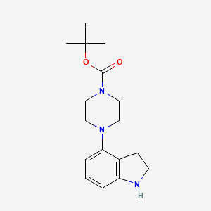 molecular formula C17H25N3O2 B13559632 tert-Butyl 4-(indolin-4-yl)piperazine-1-carboxylate 