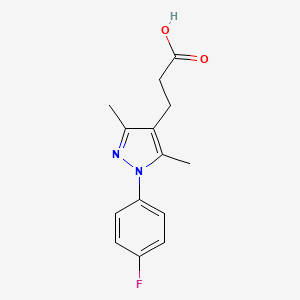 molecular formula C14H15FN2O2 B1355968 3-[1-(4-Fluorophenyl)-3,5-dimethyl-1H-pyrazol-4-YL]propanoic acid 