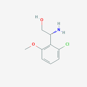 molecular formula C9H12ClNO2 B13559793 (2R)-2-amino-2-(2-chloro-6-methoxyphenyl)ethan-1-ol 