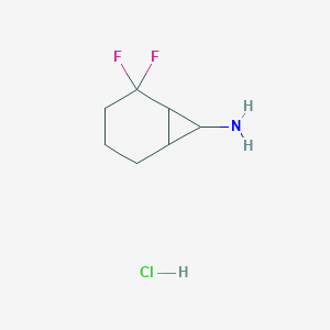 molecular formula C7H12ClF2N B13559812 2,2-Difluorobicyclo[4.1.0]heptan-7-amine hydrochloride 