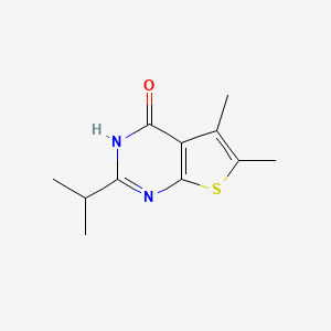 molecular formula C11H14N2OS B13559833 5,6-dimethyl-2-(propan-2-yl)-3H,4H-thieno[2,3-d]pyrimidin-4-one 