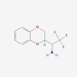 molecular formula C10H10F3NO2 B13560148 1-(2,3-Dihydrobenzo[b][1,4]dioxin-2-yl)-2,2,2-trifluoroethan-1-amine 