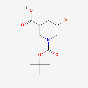 molecular formula C11H16BrNO4 B13560334 5-Bromo-1-[(tert-butoxy)carbonyl]-1,2,3,4-tetrahydropyridine-3-carboxylicacid 