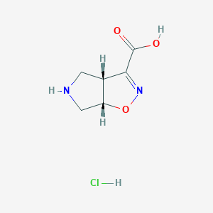 molecular formula C6H9ClN2O3 B13560358 rac-(3aR,6aS)-3aH,4H,5H,6H,6aH-pyrrolo[3,4-d][1,2]oxazole-3-carboxylicacidhydrochloride 