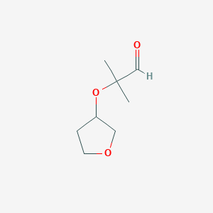 molecular formula C8H14O3 B13560372 2-Methyl-2-(oxolan-3-yloxy)propanal 