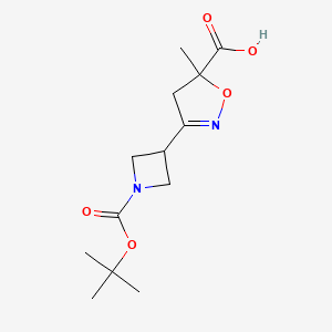 molecular formula C13H20N2O5 B13560390 3-{1-[(Tert-butoxy)carbonyl]azetidin-3-yl}-5-methyl-4,5-dihydro-1,2-oxazole-5-carboxylicacid 