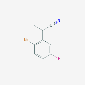 molecular formula C9H7BrFN B13560517 2-(2-Bromo-5-fluorophenyl)propanenitrile 