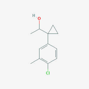 molecular formula C12H15ClO B13560736 1-[1-(4-Chloro-3-methylphenyl)cyclopropyl]ethan-1-ol 