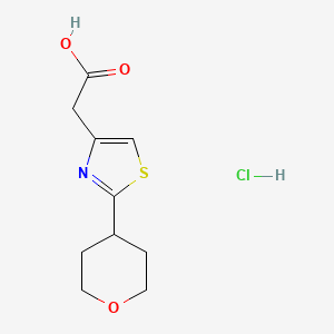 molecular formula C10H14ClNO3S B13560762 2-[2-(Oxan-4-yl)-1,3-thiazol-4-yl]aceticacidhydrochloride 