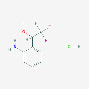 molecular formula C9H11ClF3NO B13560889 2-(2,2,2-Trifluoro-1-methoxyethyl)anilinehydrochloride 