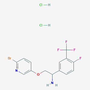 molecular formula C14H13BrCl2F4N2O B13561178 2-[(6-Bromopyridin-3-yl)oxy]-1-[4-fluoro-3-(trifluoromethyl)phenyl]ethan-1-aminedihydrochloride 