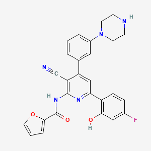 N-[3-Cyano-6-(4-fluoro-2-hydroxyphenyl)-4-(3-piperazin-1-ylphenyl)pyridin-2-yl]furan-2-carboxamide