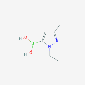 molecular formula C6H11BN2O2 B13561256 (1-Ethyl-3-methyl-1H-pyrazol-5-YL)boronic acid 