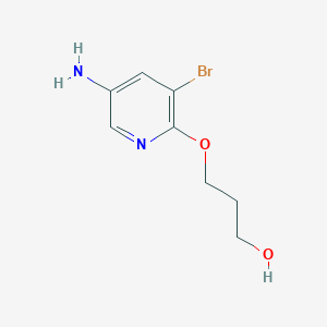 molecular formula C8H11BrN2O2 B13561582 3-((5-Amino-3-bromopyridin-2-yl)oxy)propan-1-ol 