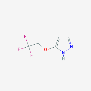 molecular formula C5H5F3N2O B13561623 3-(2,2,2-Trifluoroethoxy)-1H-pyrazole 