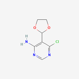 molecular formula C7H8ClN3O2 B13561734 6-Chloro-5-(1,3-dioxolan-2-yl)pyrimidin-4-amine 