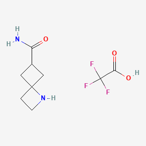 molecular formula C9H13F3N2O3 B13561745 1-Azaspiro[3.3]heptane-6-carboxamide,trifluoroaceticacid 