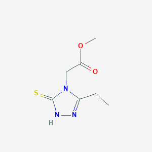 molecular formula C7H11N3O2S B13561797 Methyl 2-(3-ethyl-5-mercapto-4h-1,2,4-triazol-4-yl)acetate 