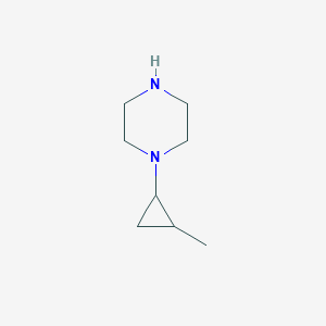 molecular formula C8H16N2 B13561922 1-(2-Methylcyclopropyl)piperazine 