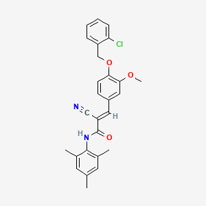 molecular formula C27H25ClN2O3 B13562020 3-{4-[(2-chlorophenyl)methoxy]-3-methoxyphenyl}-2-cyano-N-(2,4,6-trimethylphenyl)prop-2-enamide 