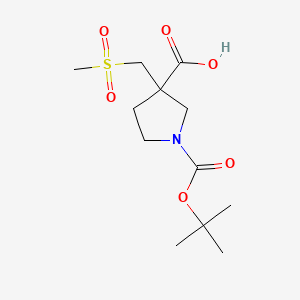 molecular formula C12H21NO6S B13562178 1-[(Tert-butoxy)carbonyl]-3-(methanesulfonylmethyl)pyrrolidine-3-carboxylicacid 