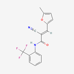 molecular formula C16H11F3N2O2 B13562247 2-cyano-3-(5-methylfuran-2-yl)-N-[2-(trifluoromethyl)phenyl]prop-2-enamide 