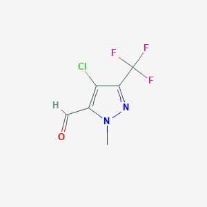 molecular formula C6H4ClF3N2O B13562370 4-chloro-1-methyl-3-(trifluoromethyl)-1H-pyrazole-5-carbaldehyde CAS No. 1381763-47-8