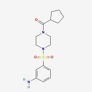 molecular formula C16H23N3O3S B13562374 3-[(4-Cyclopentanecarbonylpiperazin-1-yl)sulfonyl]aniline 