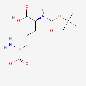 molecular formula C13H24N2O6 B13562395 (2S,6R)-6-amino-2-{[(tert-butoxy)carbonyl]amino}-7-methoxy-7-oxoheptanoicacid 