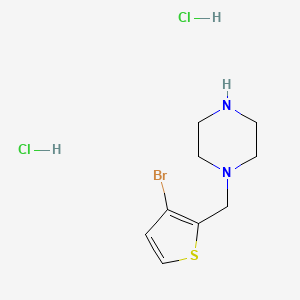 molecular formula C9H15BrCl2N2S B13562430 1-[(3-Bromothiophen-2-yl)methyl]piperazine dihydrochloride 