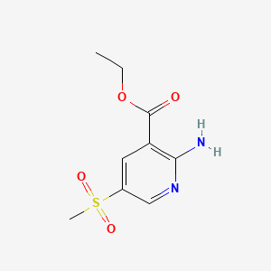 molecular formula C9H12N2O4S B13562431 Ethyl2-amino-5-methanesulfonylpyridine-3-carboxylate 