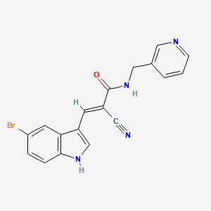 molecular formula C18H13BrN4O B13562439 (E)-3-(5-bromo-1H-indol-3-yl)-2-cyano-N-(pyridin-3-ylmethyl)prop-2-enamide 