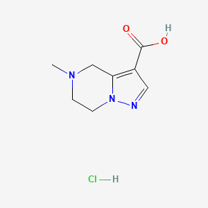 molecular formula C8H12ClN3O2 B13562528 5-methyl-4H,5H,6H,7H-pyrazolo[1,5-a]pyrazine-3-carboxylicacidhydrochloride 