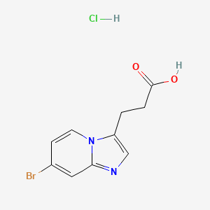 molecular formula C10H10BrClN2O2 B13562607 3-{7-Bromoimidazo[1,2-a]pyridin-3-yl}propanoicacidhydrochloride 