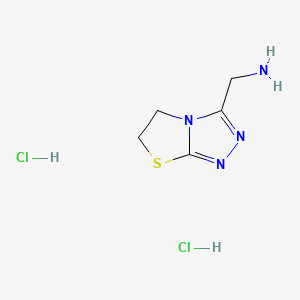 molecular formula C5H10Cl2N4S B13562689 1-{5H,6H-[1,2,4]triazolo[3,4-b][1,3]thiazol-3-yl}methanaminedihydrochloride 