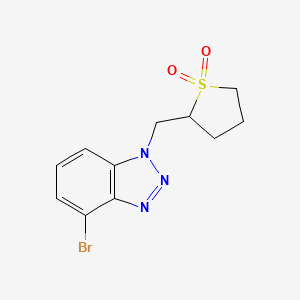 molecular formula C11H12BrN3O2S B13562860 2-((4-Bromo-1H-benzo[d][1,2,3]triazol-1-yl)methyl)tetrahydrothiophene 1,1-dioxide 