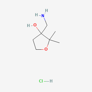 molecular formula C7H16ClNO2 B13562958 3-(Aminomethyl)-2,2-dimethyloxolan-3-olhydrochloride 