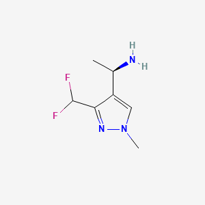 molecular formula C7H11F2N3 B13562962 (R)-1-(3-(Difluoromethyl)-1-methyl-1H-pyrazol-4-yl)ethan-1-amine 