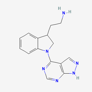 2-(1-{1H-pyrazolo[3,4-d]pyrimidin-4-yl}-2,3-dihydro-1H-indol-3-yl)ethan-1-amine