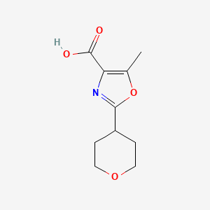 molecular formula C10H13NO4 B13563028 5-Methyl-2-(oxan-4-yl)-1,3-oxazole-4-carboxylicacid 