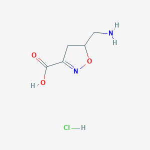 molecular formula C5H9ClN2O3 B13563140 5-(Aminomethyl)-4,5-dihydro-1,2-oxazole-3-carboxylic acid hydrochloride 