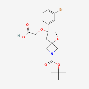 molecular formula C19H24BrNO6 B13563205 2-((7-(3-Bromophenyl)-2-(tert-butoxycarbonyl)-5-oxa-2-azaspiro[3.4]octan-7-yl)oxy)acetic acid 